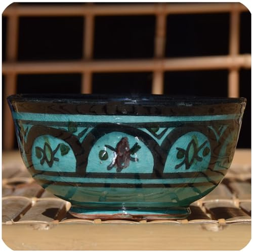 Simandra Orientalische marokkanische Keramikschale Keramik Müsli Obst Salat Schale Schüssel Deko mini Color Grün