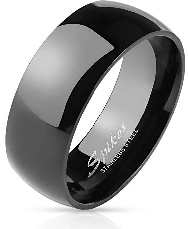 Bungsa Edelstahl Ring Schwarz glänzend Klassisch für Damen & Herren 49-70 (Fingerring Schmuckring Partnerringe Trauringe Verlobungsringe Damenring Herrenring Chirurgenstahl Frauen Männer)