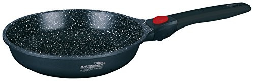 HAUSSMANN heritage Poêle 28cm | Fonte d'Alu & Revêtement Pierre | Manche Amovible Gain de Place | Induction & Tous Feux | Sans PFOA Qualité Pro
