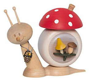 Drechslerei Kuhnert - Rauchschnecke/Räucherfigur aus Holz - Sunny Pilzschnecke - Höhe: ca. 15cm - Made in Germany