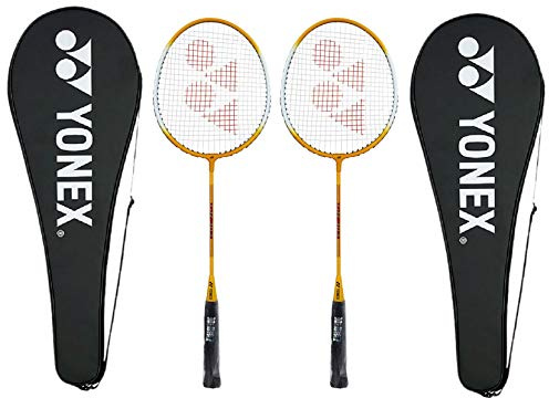 Yonex GR 303 Combo Badmintonracket med heltäckning, set om 2 (gul)