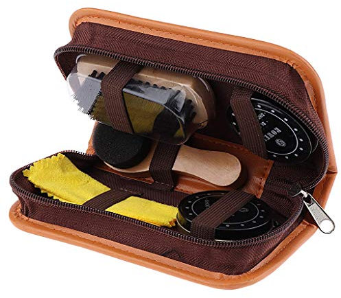 Tenlacum 5 In 1 Boots Shoes Shine Polish Cleaning Brushes Set Kit In Travel Case Ba