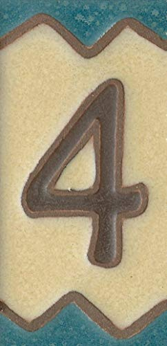Hausnummern, Keramik-Zahlen und Buchstaben, rustikales Design, Fliesengröße: 10 cm x 5 cm, 2 bis 8 Fliesenrahmen (Nummer 4)