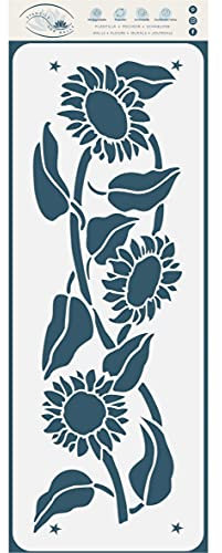 Sunflower Stencil, 47 x 15 cm (L) - Classic Wall Flower Border Stencils for Painting Template
