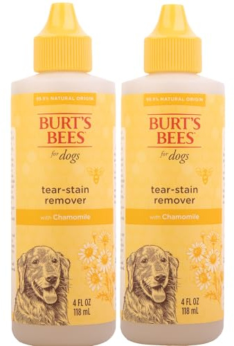 BURT'S BEES FOR PETS Tear Stain Remover for Dogs with Chamomile, 99.9% Natural Origin Formula, Gently Cleanses Eye Area and Removes Debris, Safe for Dogs and Puppies, Cruelty-Free, 4 Fl Oz - 2 Pack
