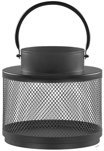 Moderne Laterne schwarz aus Metall 19 cm Metallgitter und Henkel rund Yamdena
