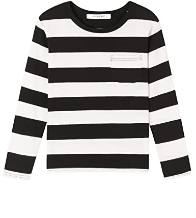 Ragazzi Ragazze Cotone Manica Lunga A Righe T-shirt Kid Tee Età 4T 5 6 7 8 9 10 11 12 Camicia Girocollo, A righe bianche e nere., 2 Anni