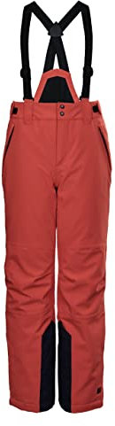 Killtec Ksw 79 Bys-Pnts Pantaloni Funzionali da Sci con Pettorina Rimovibile, paraneve e Protezione dei Bordi, Arancione Puro Fluo, 176 Bambino