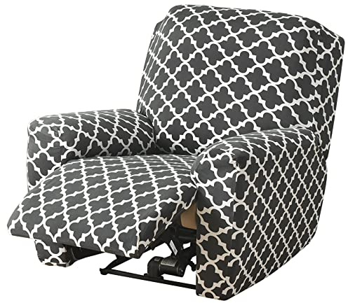OKYUK 4er Set Relaxsessel bezüge, Stretch-Liegenbezug, Relaxsessel bezüge Liegenbezug mit Seitentaschen und elastischem Boden, Sofasitzbezug, maschinenwaschbar(Grau)