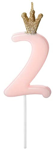 Geburtstagskerze 2 Zahlenkerze 2 Kerze 2. Geburtstag Mädchen 2 Jahre Torte Kuchendeko Topper Geburtstagskuchen Kerze Zahl 2 Rosa Gold