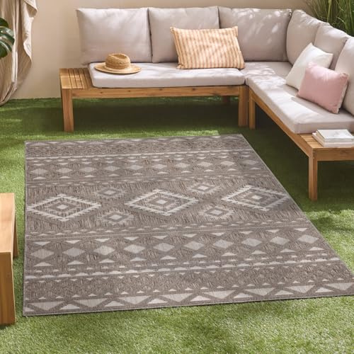 carpet city Alfombra interior y exterior – 200 x 290 cm – para interior y exterior – Resistente a la intemperie – Alfombra de balcón, terraza, pasillo, cocina – Alfombras de salón – Efecto alto 3D