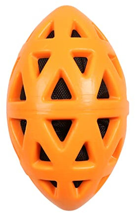EBI, Spielzeug Crack Me Up Rugby S – 14 x 8 x 8 cm, Orange, stimuliert Kauen und Bissen, beugt Zahnbelag und Zahnstein vor, Robustes Spielzeug aus Gummi mit Knisternpapier