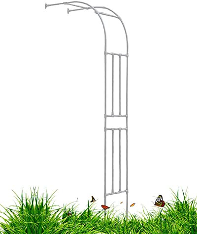 ESCOLL Rosenbogen Halbrund Rankhilfe Halbbogen Wandmontage Metall Kletterrosen for Outdoor Garten Eingang Walkway Pergola, Schwarz/Weiß, 60-240cm (Color : Weiß, Size : W240XH240cm(7.9x7.9ft))