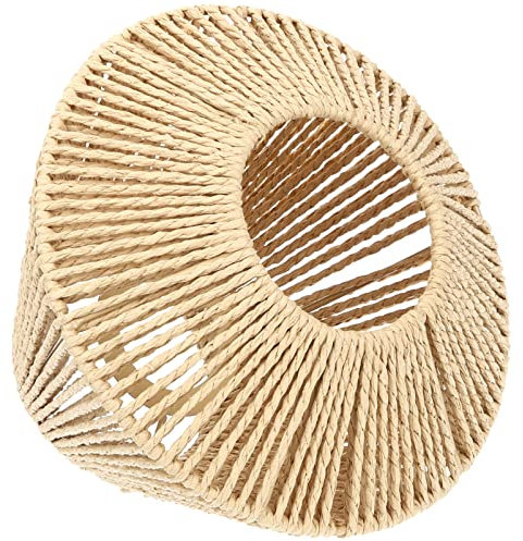 Beaupretty Tissé Abat-Jour Paille Rotin Armure Suspendu Abat-Jour Corde Cage Panier En Osier Pendentif Plafonnier Luminaire Lustre Lumière Couverture Pour Décor De Ferme