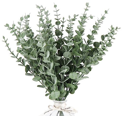 YiliYa 30 Pcs Hojas de Eucalipto Artificiales 38cm - Tallos y Planta Natural para Decoración de Bodas, Hogar y Arreglo Floral