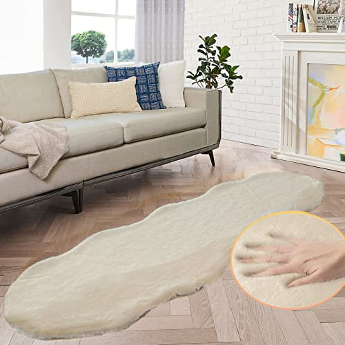 ORINOVA Shag Polyester Bunny Washable Fluffy Rug Runners for Hallways Camel Plush Area Rugs for Living Room Bedroom Sheepskin Rug 2x6 Shaped Nursery Rugs