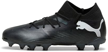 Puma Unisex Youth Future 7 Match Fg/Ag Jr Soccer Shoes, Puma Black-Puma White, 37 EU