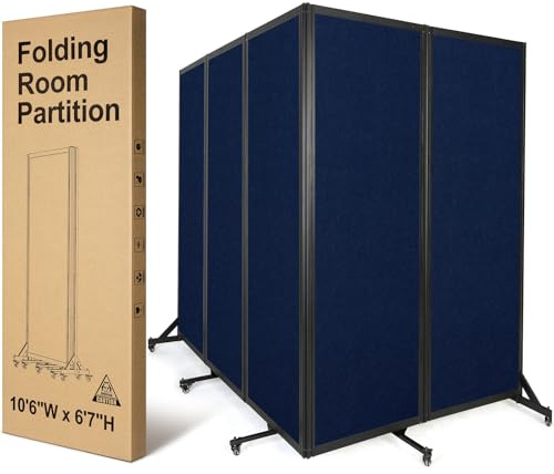 Strongbird Room Partition,Folding Privacy Divider,Office Partition Dividers,Office Dividers Wall, 10'6W x 6'7H,Blue