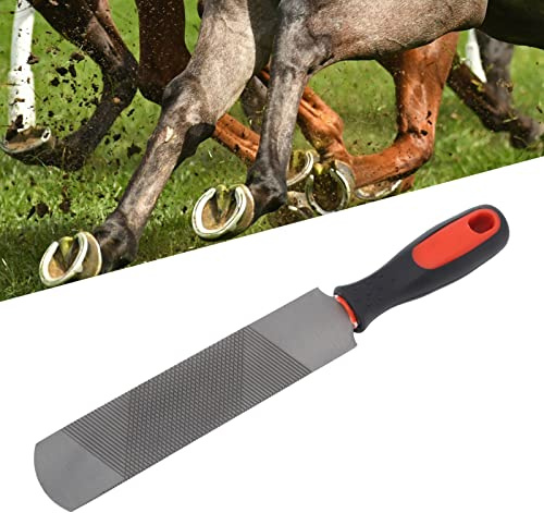 Tnfeeon Escofina de Pezuña de 8 Pulgadas, Lima de Herradura con Mango Flexible, Herramienta de Lima de Herrador de Acero Al Carbono, Adecuada para Pezuñas de Caballo, Cabra, Vaca, Burro