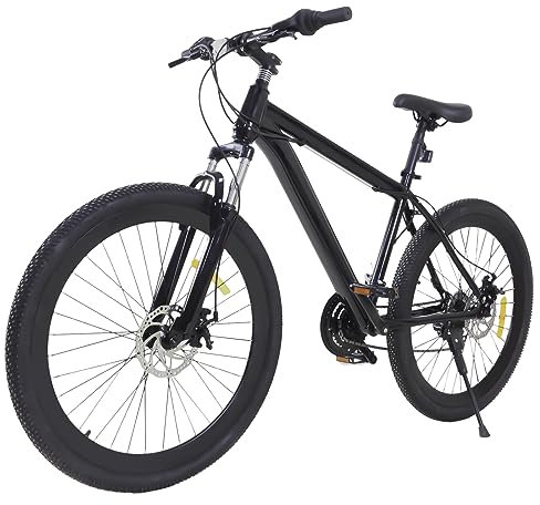 JINPRDAMZ 26 Zoll Mountainbike, 21-Gang Mountainbike für Erwachsene, Jugendfahrrad, Fully MTB für Jungen, Mädchen, Damen und Herren, Geeignete Höhe 165-185 cm (Schwarz)