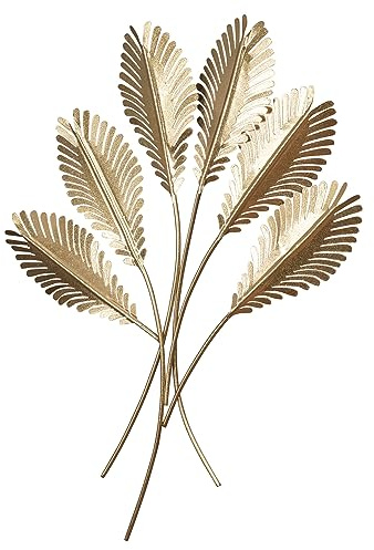 Blad väggkonst guld H 72 cm 3D metallbild väggmålning metall väggdekoration blommig dekoration industriell design blommig