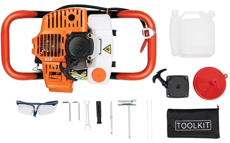 52cc Post Hole Auger, 2.4HP 2-Stroke Single Cylinder Gas Powered Earth Auger Post Hole Digger Borer Fence Ground (only Motor)