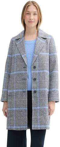 TOM TAILOR Damen 1043673 Mantel mit Karomuster