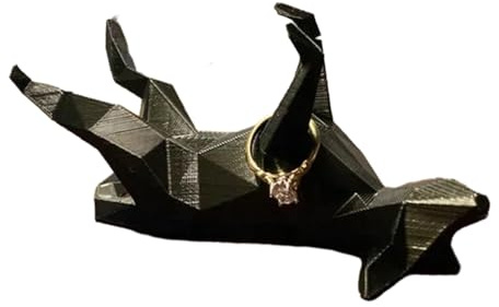 Reheyre Ringhalter für Hunde, kreativer Schmuck-Fingerring-Organizer, Präsentationsständer, Schreibtisch-Dekofigur, Geburtstagsgeschenk für Tierliebhaber, Männer und Frauen, Schwarz