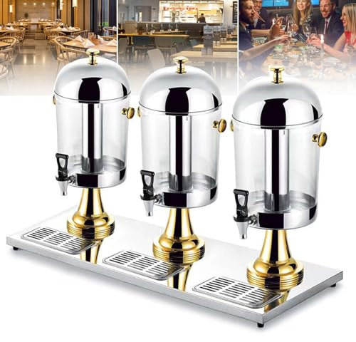 Stainless Steel Juice Dispenser, 24L Cold Drink Beverage Three Head Juicer Dispenser - Commercial Grade for Bars, Hotels, Breakfast Buffet