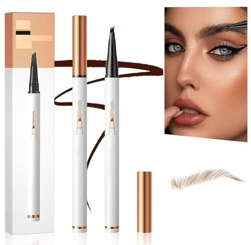 Augenbrauenstift Mit 4 Gabelspitze, 2024 Verbesserter Tattoo-Stift, 3D-Microblading, Natürliches Make-up, Magischer Augenbrauenstift (Hellbraun)