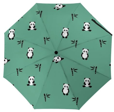 Hearda Paraguas Plegable Manual, Estilo Dibujos Animados Impresión 3D Paraguas Antiviento UV Protección Compacto Paraguas Ligero de Viaje para Hombre Mujer y Infantil (Lindo Panda)