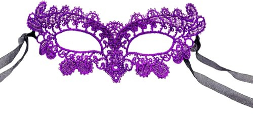 Whakano 1 Stück Venezianische Gesichts Maske Damen Herren,Sexy Augenmasken,Spitze Maskerade,Lace Augenmaske,Spitzemaske für Halloween Karneval Abendkleid Tanz Maskenball Kostüm Party Cosplay,Lila