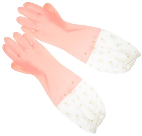 Beaupretty 2pairs Rubber Dishwashing Gloves Non-slip Cleaning Kitchen Gloves for Hand Protection Long for Dishwashing and Household Cleaning