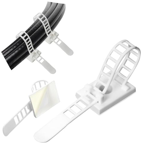 GPtzlei Fermacavi Adesivi 80 Bianco, Clip Cavi Scrivania,Cable Management | Organizza fili e cavi elettrici, ideale per casa e ufficio, mantiene la scrivania ordinata con installazione semplice