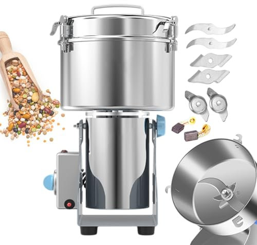 pealiritansemen Electric Grain Bean Grinder, Commercial Spice Nuts Grinding Miller, Cereal Mill Food Grinder, 60-350 Mesh Crushing Degree, Support 180°Swing Grinding, 2500g Capacity