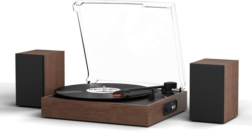 Tocadiscos de Vinilo con Altavoces Estéreo Externos Tocadiscos Vintage Reproductores de LP Compatible con Reproducción Inalámbrica 2 Velocidades Parada Automática Salida RCA