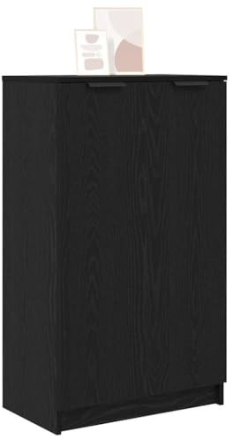 vidaXL Mobile per Scarpe con Lo scaffale Rovere Nero 59 x 35 x 100 cm, Organizer per Scarpe da Soggiorno, Mobile Rettangolare Moderno, Legno ingegnerizzato, Soluzione salvaspazio