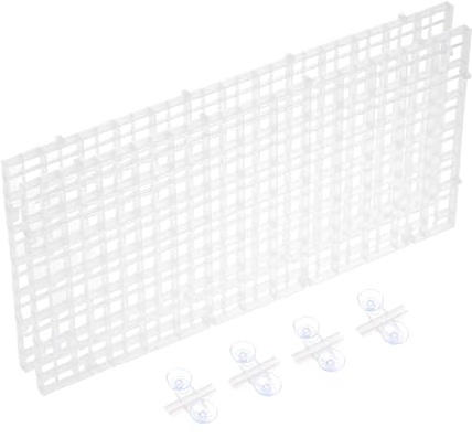 sourcing map 2Pcs Aquarium Fish Tank Divider, 12x6 Inch Plastic Egg Crate Light Diffuser Grid Filter Bottom Partition Separator with Sucker Clips and Suction Cups for Aquarium, Clear