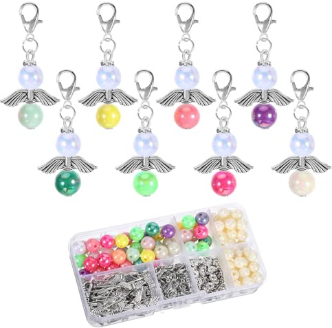 Chanumetal 50 Sätze Schutzengel Anhänger 400 Stück Schutzengel Schlüsselanhänger selber machen für Menschen, Die Bastelarbeit Lieben und Diy-Geschenke Machen Möchten