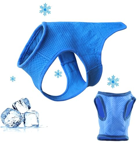 TYXHXTF Kühlweste für Hunde, Kühljacke mit Klettverschluss, Kühlmantel für Haustiere Sommer für Outdoor Wandern Training (M, Blau)