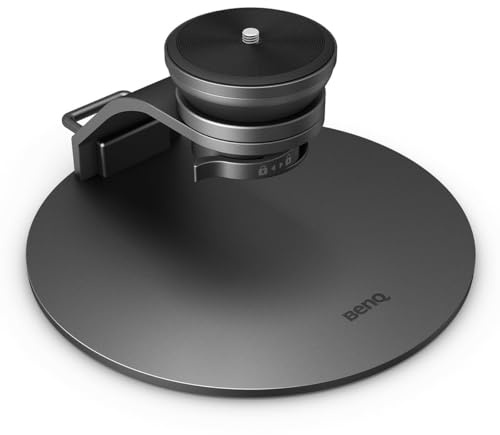 BenQ Desktop Projector Stand – Portable, Stable Design, Tilt 20°, Rotate 360°, Lock with Switch, 1/4 Screw, Metal Base, Anti-Slip Pads, for GP520 and Other Projectors