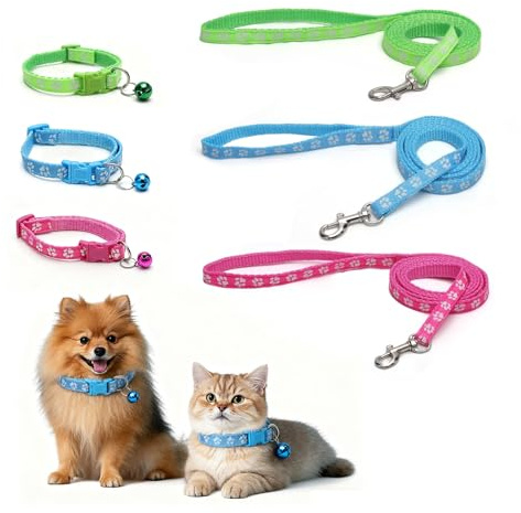 TMZELOA Hundeleine kleine Hunde leicht Welpen Zubehör Welpenhalsband Hundehalsband kleine Hundes Hundeleine mit Halsband Hund Welpenhalsband mit Leine Set verstellbar 120cm für Welpen kleines Hundes