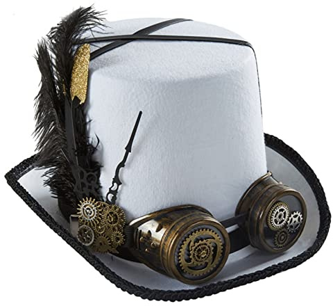Dcfbkl Sombreros Steampunk para hombre con gafas, sombrero de viajero del tiempo, accesorios de Halloween Steampunk