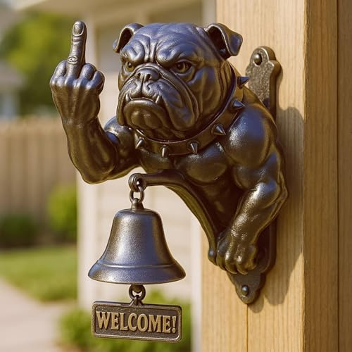 PAEFIU Bulldoggen Türklingel, Retro Metall Außen Bauernhaus Türglocke, Gusseisen Hund Willkommen Türklingel, Hundekopf Kopfform Dekoration für Haustür, Laden, Home, Gartenhaus, Außenbereich