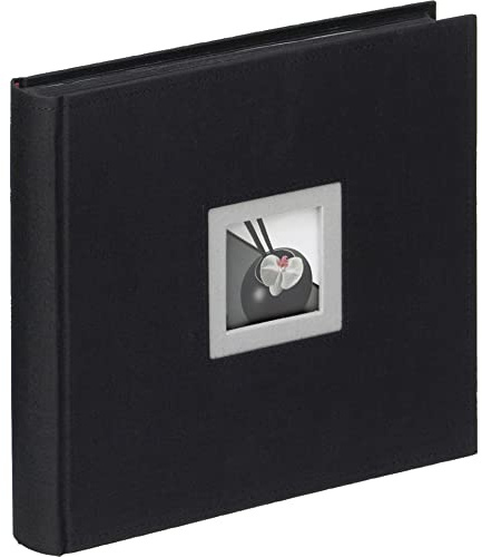 walther design Fotoalbum schwarz 26 x 26 cm Leinen mit Cover-Ausstanzung, Black and White FA-209-B