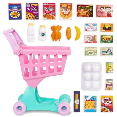 Battat - Carrello della spesa - Carrello della spesa e cibo giocattolo - Giocattolo da cucina per bambini e ragazzi - Gioco di finzione - 2 anni +