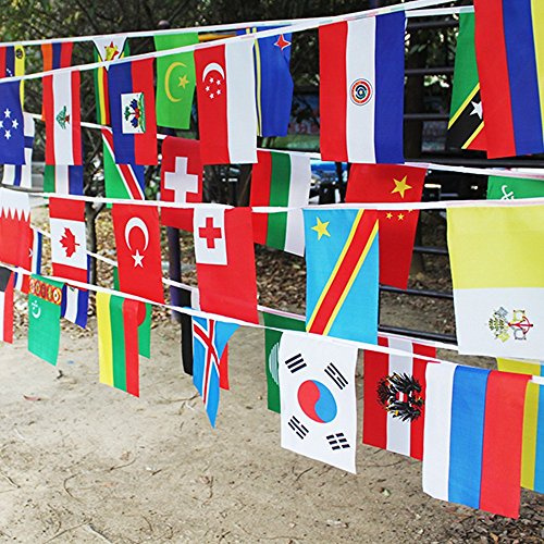 G2PLUS International Flags, 41 Feet 8.2'' x 5.5'' World Flags, 50 Countries Flag Pennant Banner for Bar, Party Decorations, Sports Clubs, Grand Opening, Festival Events Celebration