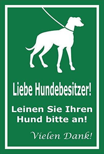 Melis-Folienwerkstatt Schild - Liebe Hundebesitzer - 30x20cm | Bohrlöcher | 3mm Aluverbund – S00216-009-G -20 VAR.