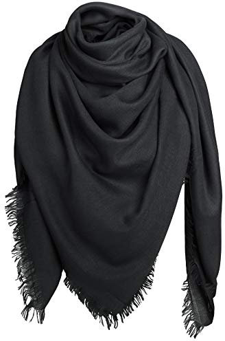 Superora Damen Halstuch Schultertuch Schal Scarf Stola Quadratischer Deckenschal mit Fransen 140 * 140cm