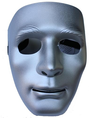 Full Face Plastic Plain Mask Costume Party Dance Crew For Hip Hop Dance or Opera (Gray)